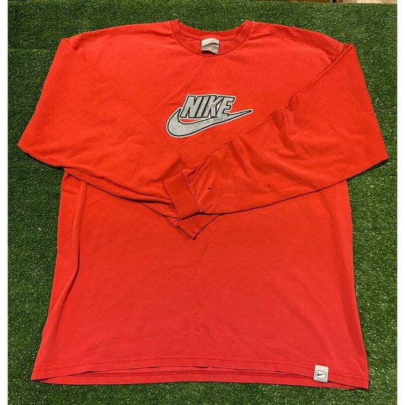 Vintage 90s Nike Air Just Do It center swoosh long sleeve t-shirt XL red - Picture 7 of 15